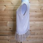 Sandal Made In Italy Cream Scoop Neck Blouse with Sheer Trim Bottom Size XL Photo 3