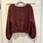 Altar'd State Altar’d State Fuzzy Long Sleeve Cropped Sweater Blush Red Maroon Size Large Photo 3