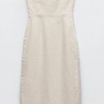 ZARA Beige Denim Midi Dress Photo 0