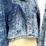 Cherokee  Blue Acid Wash Cropped Denim Shirt Jacket Vintage 90s Size Medium Photo 0