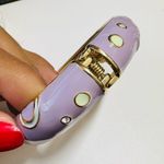 Signed Sequin Lilac & Pastel Enamel Hinge Bangle | Gold Tone | Gently Used Photo 5