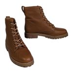 Madewell The Clair Lace-Up Boot Leather English Saddle Brown Lug Sole Women's 7 Photo 0
