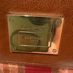 Longaberger Homestead Brown Leather Wallet with a Red Plaid Flap snap closure Photo 1