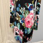 Veronica M Women Floral Print Long Flared Sleeve Stretchy Tunic Top Size XS Black Photo 7
