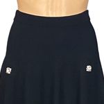 CHELSEA & THEODORE black knit skirt w/rhinestone and pearl buttons. Medium. EUC Photo 3
