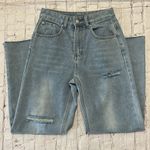 Dazy SHEIN NWT High Rise Wide Leg Distressed Blue Jeans Medium 27 Photo 1