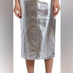 Avec Les Filles High Waist Faux Leather Midi Skirt - Size M - Silver - NWT Photo 0