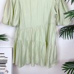 Moon River Bubble Sleeve Tiered Mini Dress in Sage Green St Patrick’s Day Photo 2