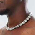 SILVER CRYSTAL SQUARE TENNIS ISIS CHAIN 18" Photo 2