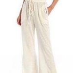 Free People NWT  Intimate Cozy Cool Girl Dream On White Lounge Pant Flare Bottoms Photo 0