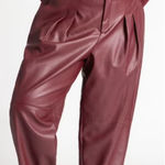 Eloquii  Pleat Detail Faux Leather Ankle Pants‎ Ox Blood Red 28 Photo 0