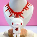 Red and White Bear Pendant Necklace Photo 0