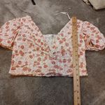 Midnight sky  Size Extra Large XL Rayon Cotton Linen Floral Pink White Cropped Photo 2