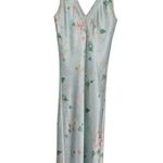 Vintage Halston Floral Satin Slip Dress Night Gown Blue Nightie Womens Small Photo 1