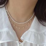 Simple thin chain pearl necklace collarbone chain Photo 0