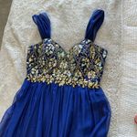 Alyce Paris  size 6 blue formal prom beaded rhinestone dress chiffon midi dress Photo 7