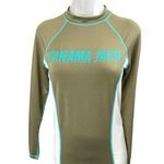 Panama Jack Women's Green Long Sleeve Colorblock Log Swim Rashguard Top Size S Photo 0