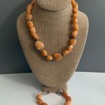 Vintage Mexico Pale Orange Quartz Necklace Bracelet Set Sterling Silver Photo 2