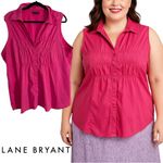 Lane Bryant Fuchsia Button Down Sleeveless Shirt Photo 1