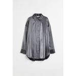 H&M Silver Metallic Button-Up Blouse Small NYE Photo 1