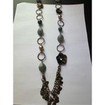 Vintage floral green and brown extra long beaded chain necklace Photo 1