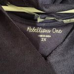 Rebellious One  Womens Trendy Plus Size Loop Terry Hoodie Navy 2X Photo 2