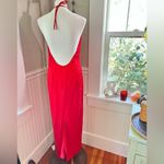 Red Satin Low Back Halter Dress Photo 1