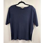 Women’s Howard Wolf Escape Size Large Navy Short Sleeve Blouse Blue Photo 0