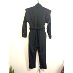 Trendyol Women's Black Long Sleeves Front Buttons Belted Jumpsuit sz. 36/XS Photo 1