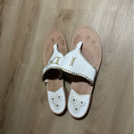 Jack Rogers  Embroidered Wedding "I Do" Leather Thong Sandals Size 10‎ Photo 1