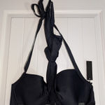 Tempt Me NWT  Front Tie Halter Bikini Top Women's Large Black Photo 0