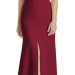 Dessy Collection Vivian Diamond Notched Off the Shoulder Crepe Gown size 10 Red Photo 0
