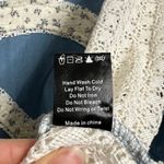 POL Boho Peace Sign Top Blue Crochet Lace Sleeve Oversized Tunic Size Medium Photo 5