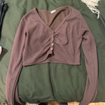 Garage  Crop Top Long Sleeve Brown Photo 0