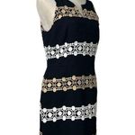 Katherine Kelly Sheath Dress Sleeveless Crochet Black Tan White Women’s Size 8 Photo 1