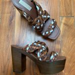 Michael Kors Collection Woven Leather Citrine Platform Chunky Heels 70s Retro 8 Photo 1