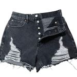 PacSun Ultra High Rise Vintage Short Denim Distressed Fringe Women Size 27 Photo 2