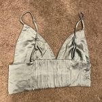 ZARA Sage Green Satin Crop Top Photo 2