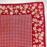 Laura Ashley Scarf Chiffon Square Gingham Checked Daisy Floral Red White 20"x19" Photo 3