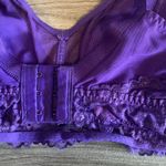 SHIMMER FLORAL LACE AND MESH BRALETTE Purple Size 1X Photo 6