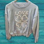 Gray Love Sweatshirt with Clover Design Blue Photo 1