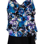 Le Cove Women's Floral Print Tankini Swimsuit with Skirted Bottom Size 12 Blue Photo 0