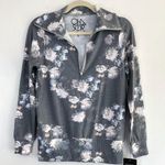 Chaser New Floral Print Half Zip Sweatshirt Cozy Knit Pullover Grey Photo 5