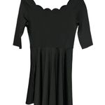 Lulus Tip the Scallops Black Scalloped Skater Dress Stretch Fit Flare Mini Small Photo 3
