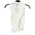 Just Polly New York Ribbed Knit Sleeveless Collared Polo Shirt Top Ivory Size M White Photo 2