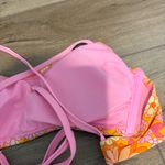Wild Fable retro floral bikini top pink orange size D/DD Photo 3