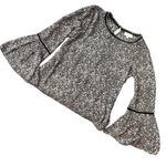 Loft NWT size small mini floral print black white 3/4 sleeve bell sleeve blouse Photo 2