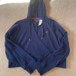Tommy Hilfiger NWT! Sz M Sport Navy Blue Surplice Hooded Top Crop Hoodie Photo 5