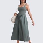 CRZ Yoga  Square Neck Maxi Dress for Women - Flowy Sleeveless Padded Travel Casual Outfits with Side Pockets Photo 4