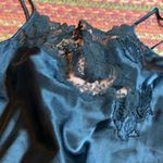80s VTG VICTORIAS SECRET BLACK SATIN & LACE CAMI LINGERIE DAINTY Size M Photo 2